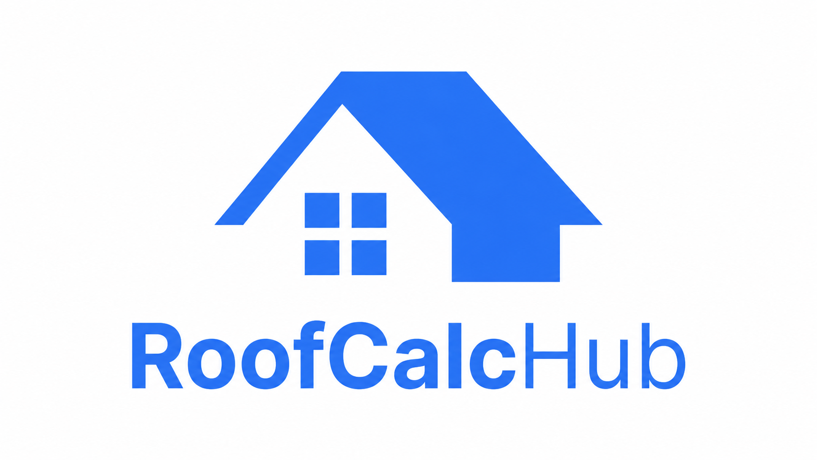 RoofCalcHub logo showing a house roof with calculator icon
