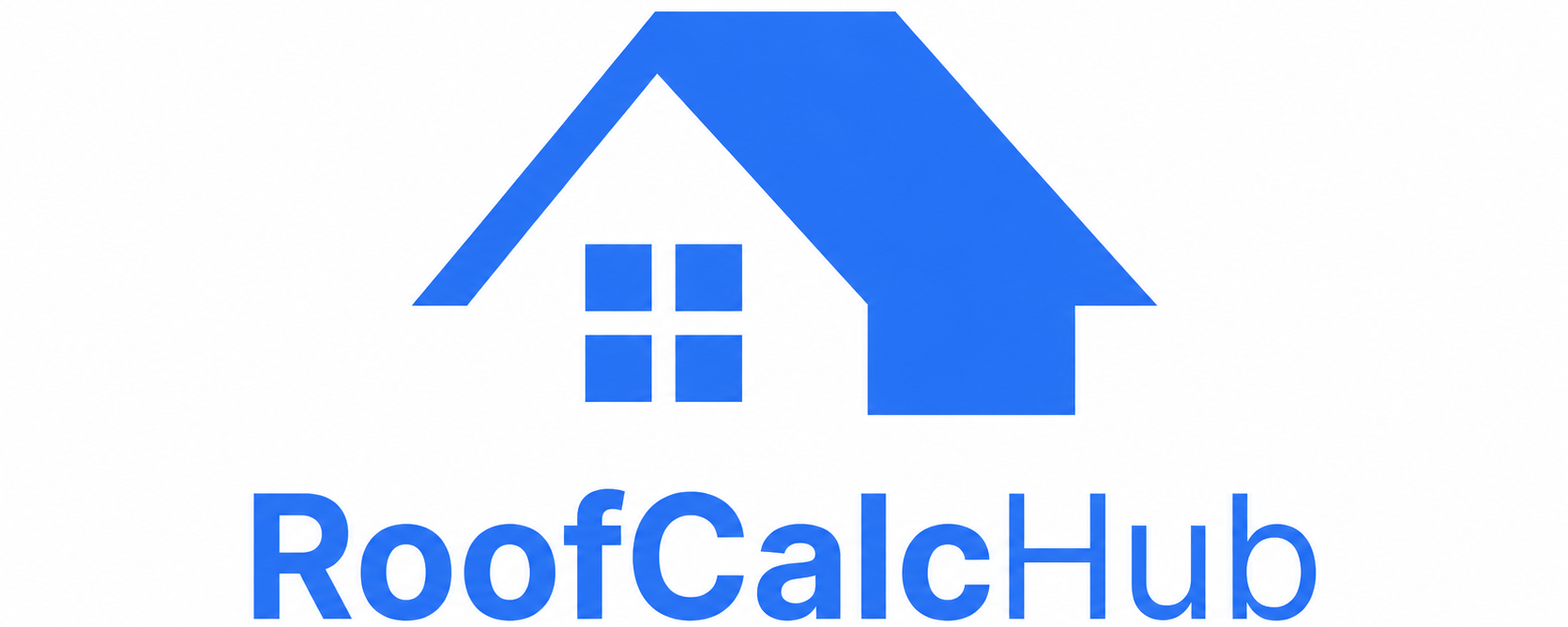 RoofCalcHub logo showing a house roof with calculator icon